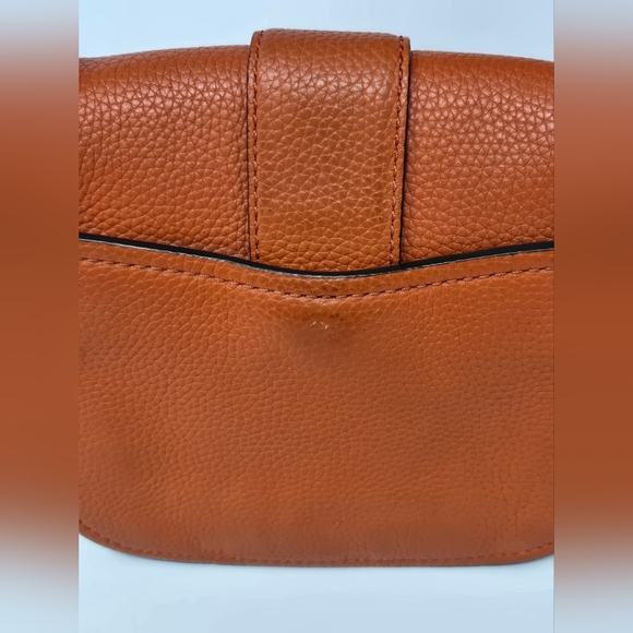 MICHAEL KORS MAXINE LEATHER SADDLE BAG CROSSBODY PURSE BURNT ORANGE WOMEN *FLAW* - Picture 11 of 15